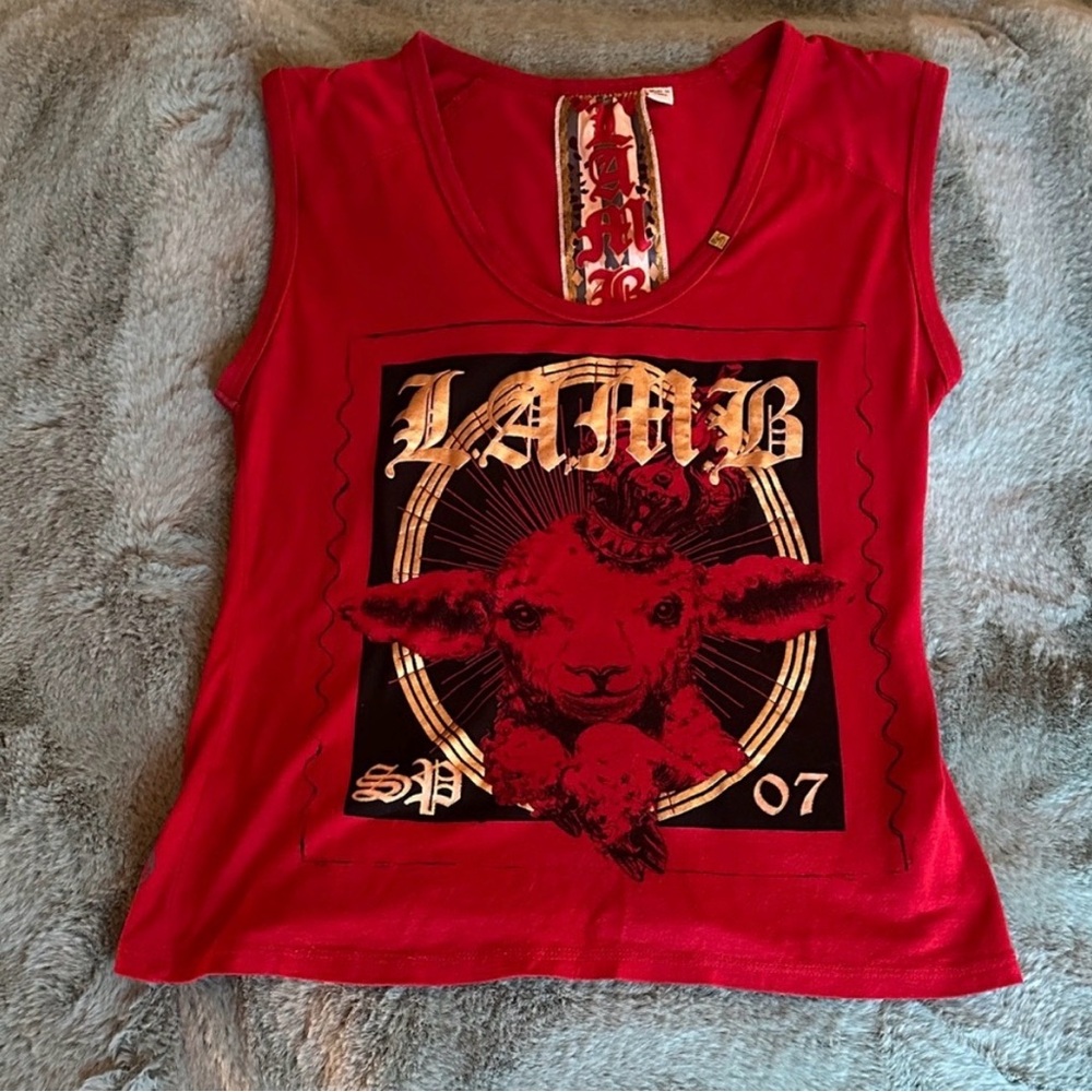 ✨🆕BNWOT!RARE!L.A.M.B. Spring 2007 Red Lamb Logo Tshirt!Sz M!